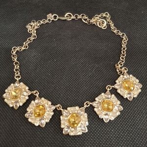 BANANA REPUBLIC Gold-Tone Yellow Crystal Statement Necklace 17-19"